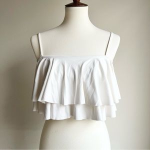 Strapped Ruffle Flounce Hem Crop Top